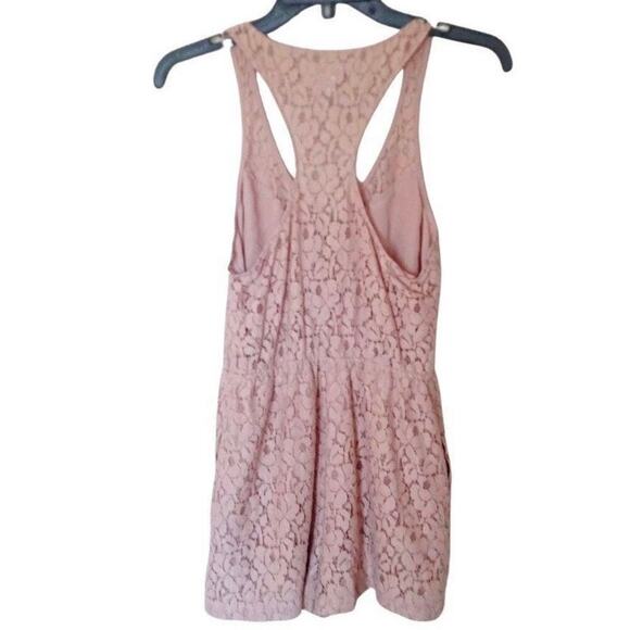Urban Outfitters Lace Sleeveless Button Front Romper W/ Pockets - Dusty Rose - S - Picture 5 of 7
